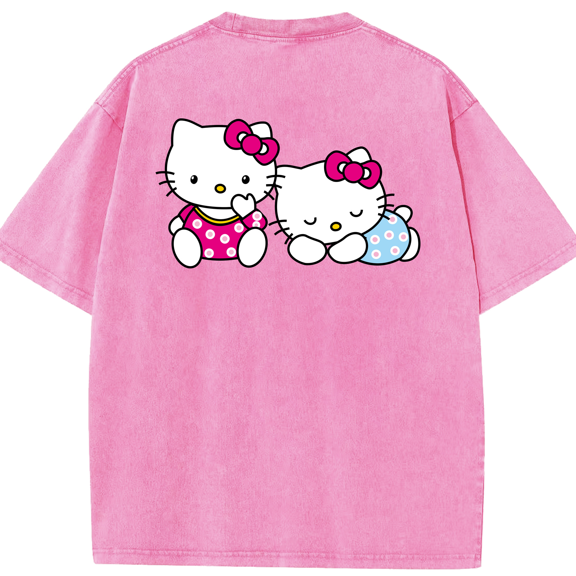 （画像用） Hello Kitty ハローキティ 綿100% ヴィンテージ風 半袖Tシャツ（背面プリント）